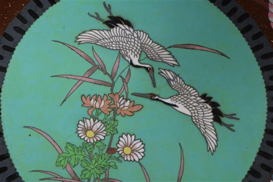 A pair of Japanese cloisonne enamel dragon chargers diameter 45cm